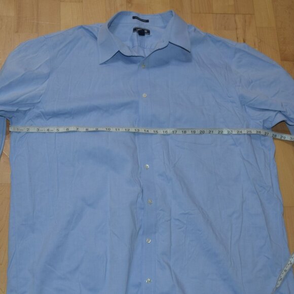 LANDS' END Men's 18.5 - 37T Traditional Fit No Iron Supima Pinpoint Dress Shirt - Picture 6 of 7
